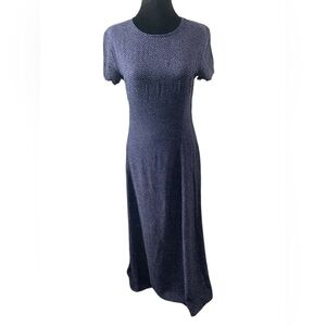 Vintage Street Life Australia Navy Polka Dot Midi Dress S 90s Minimalist